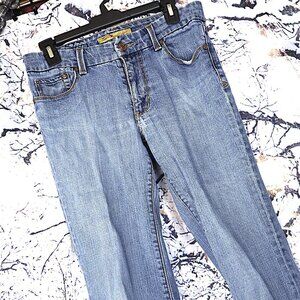 MED WASH JEANS 6 Seven 7 *FLAWED* Straight Bootcut Mid Rise Classic Y2K Grunge